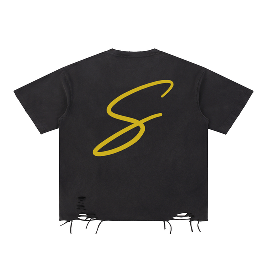 Snow Washed Raw-Hem T-Shirt