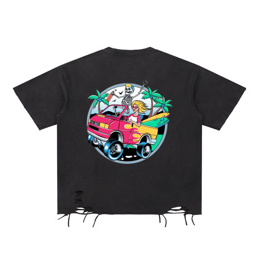 Snow Washed Raw-Hem T-Shirt