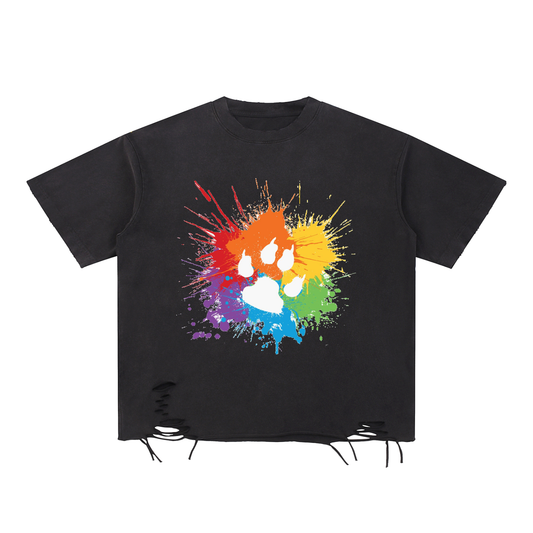 Snow Washed Raw-Hem T-Shirt